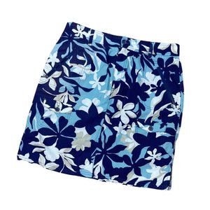 Columbia Sportswear Co Blue Floral Skirt Womens 12 Cargo Zipper Pockets Active